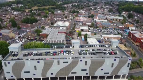 Aerial Footage High Angle Train Tracks Central Luton Railway Station — Stok Video