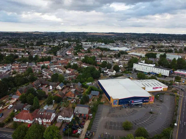 High Angle Aerial Footage Shopping Mall Markets Central Luton City — Zdjęcie stockowe