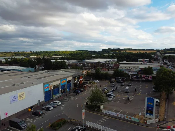 High Angle Aerial Footage Shopping Mall Markets Central Luton City — Stockfoto