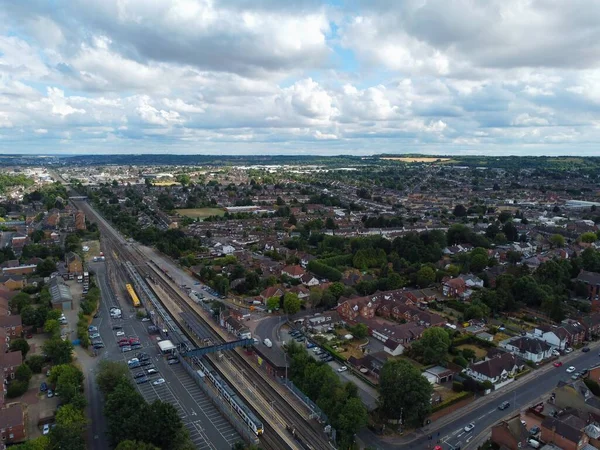 Aerial Footage High Angle View Train Tracks Leagrave Luton City — Zdjęcie stockowe