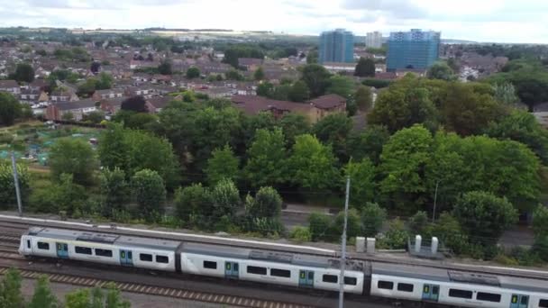 Aerial Footage High Angle View Train Tracks Leagrave Luton City — Video