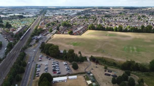 Aerial Footage High Angle View Train Tracks Leagrave Luton City — Video Stock