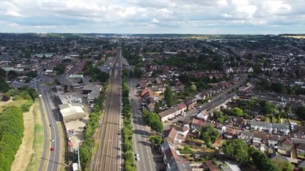 Aerial Footage High Angle View Train Tracks Leagrave Luton City — Video Stock