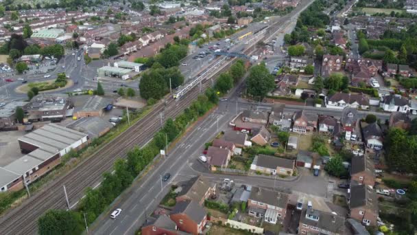 Aerial Footage High Angle View Train Tracks Leagrave Luton City — Video Stock