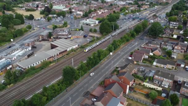 Aerial Footage High Angle View Train Tracks Leagrave Luton City — ストック動画