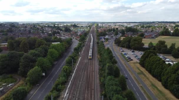 Aerial Footage High Angle View Train Tracks Leagrave Luton City — Video Stock