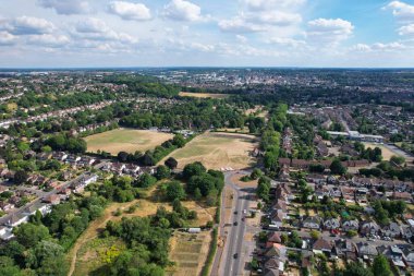Aerial View of Residential Estate of Luton City of England UK on a hot Sunny Day
