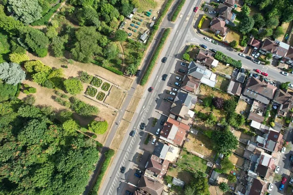 Aerial View Residential Estate Luton City England Hot Sunny Day — Foto de Stock