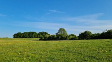 İngiliz Tarım Çiftlikleri ve Kırsal Bölgesi Düşük Açı Görüntüsü,