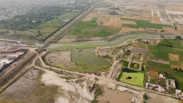 Aerial View Industrial Village Kala Shah Kaku Punjab Pakistan Drone — Stok fotoğraf