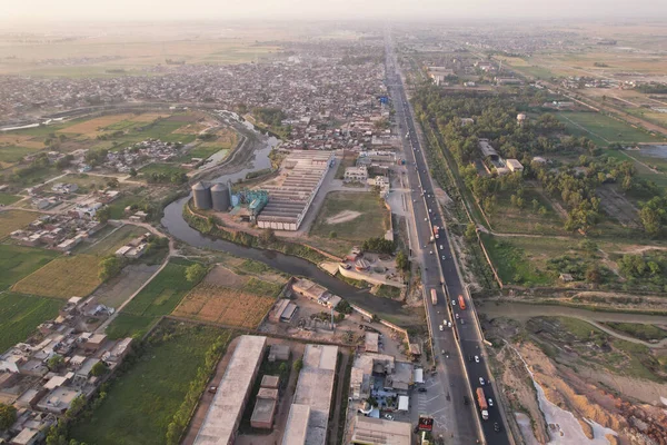 Aerial View Industrial Village Kala Shah Kaku Punjab Pakistan Drone — стокове фото