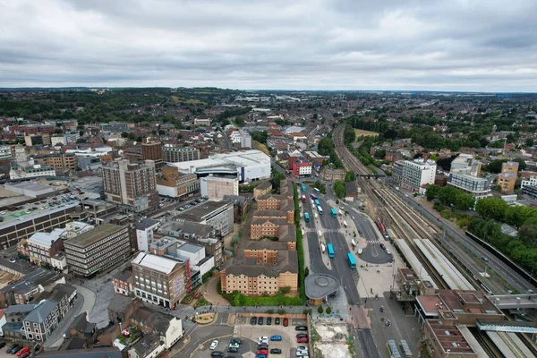 Aerial View City Centre Buildings Luton Town England Central Railway — Zdjęcie stockowe