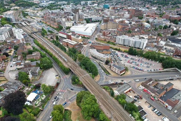 Aerial View City Centre Buildings Luton Town England Central Railway — Foto de Stock