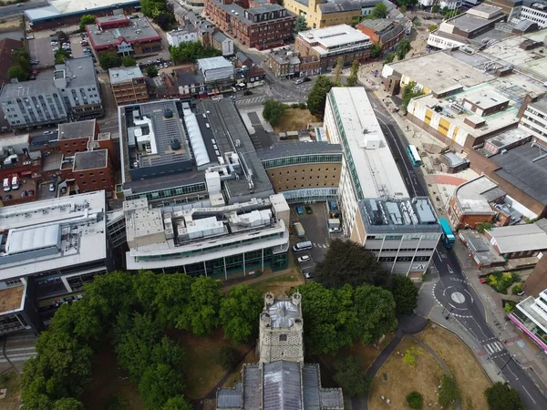 Aerial View City Centre Buildings Luton Town England Central Railway — Zdjęcie stockowe