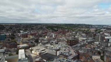 Aerial view high angle footage of modern car park in the building and roof top at City centre of Luton Town of England UK
