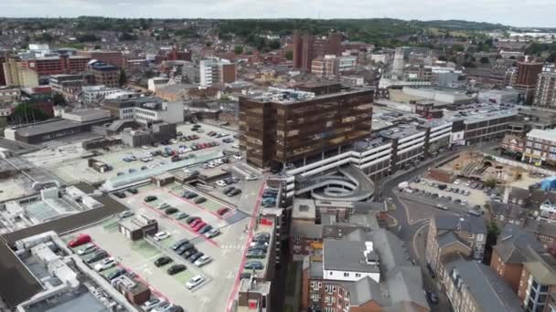 Aerial View High Angle Footage Modern Car Park Building Roof — Vídeo de Stock