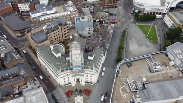 Aerial View High Angle Footage Modern Car Park Building Roof — Αρχείο Βίντεο