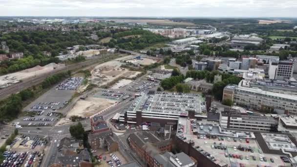 Aerial View City Centre Buildings Luton Town England Central Railway — Stock videók