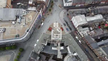 Aerial View of City Centre and Buildings at Luton Town of England from Central Railway Station of UK, Drone's High Angle Editorial Footage.