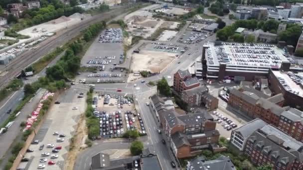 Aerial View City Centre Buildings Luton Town England Central Railway — Vídeo de Stock