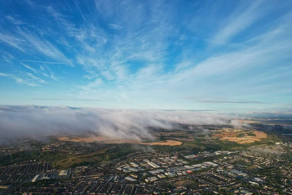 Aerial View Clouds Sunrise Morning Time Great Britain Drone Footage — Stock Photo, Image