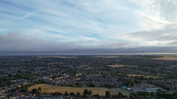 Aerial View Clouds Sunrise Morning Time Great Britain Drone Footage — Stockvideo