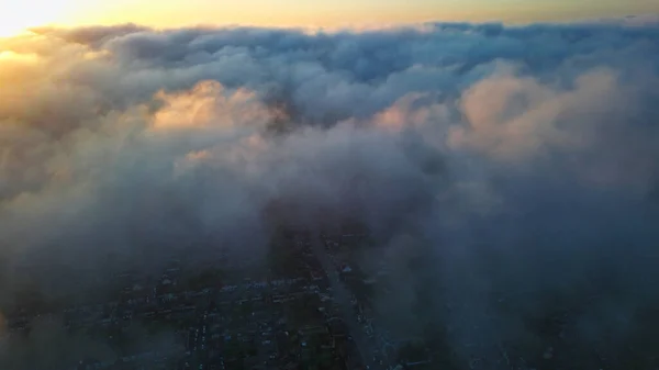 Dramatic Sky and Moving Clouds over Luton Town of England. British City