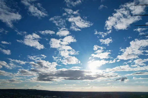 Dramatic Sky and Moving Clouds over Luton Town of England. British City