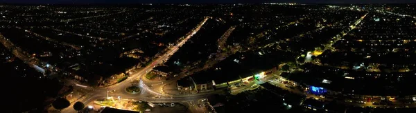 Beautiful High Angle View Luton Town England Night Drone Footage — стоковое фото