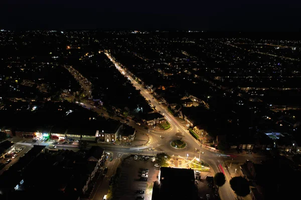 Beautiful High Angle View Luton Town England Night Drone Footage — Photo