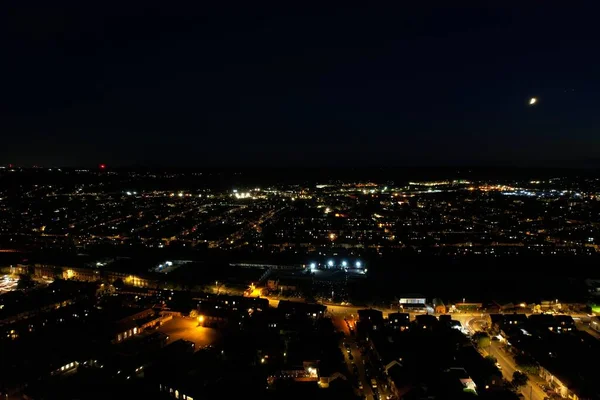 Beautiful High Angle View Luton Town England Night Drone Footage — Φωτογραφία Αρχείου