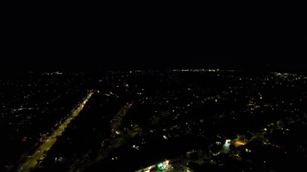 Night Aerial Footage Luton City England Dark Clouds Drone High — Stockvideo