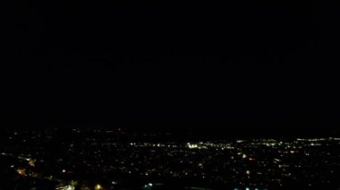 Night Aerial Footage of Luton City of England, and Dark Clouds, drone's high angle footage