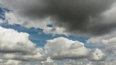 Fast Moving Dramatic Clouds over England, Drone's High Angle Footage and Time Lapse Clip