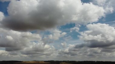 Fast Moving Dramatic Clouds over England, Drone's High Angle Footage and Time Lapse Clip