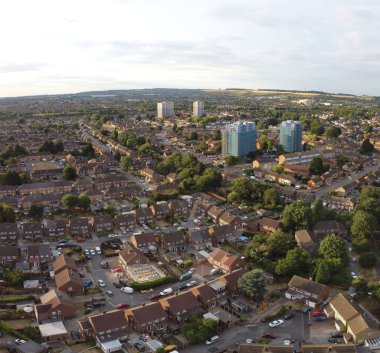 Beautiful Sunset time over British Luton Town of England, drone's High Angle footage of Leagrave Railway Station Area.