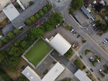 Beautiful Sunset time over British Luton Town of England, drone's High Angle footage of Leagrave Railway Station Area.