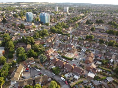Beautiful Sunset time over British Luton Town of England, drone's High Angle footage of Leagrave Railway Station Area.
