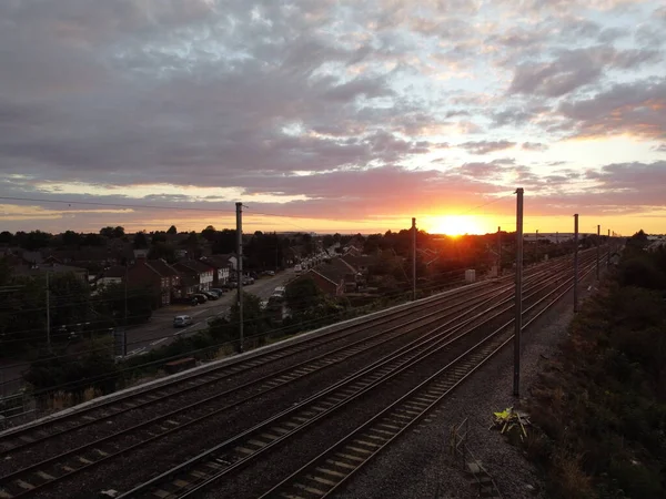 Beautiful Sunset Time British Luton Town England Drone High Angle — Stockfoto