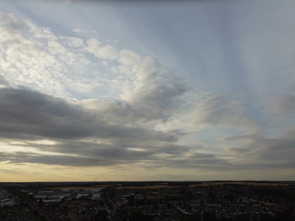 Beautiful Sunset Time British Luton Town England Drone High Angle — 图库照片