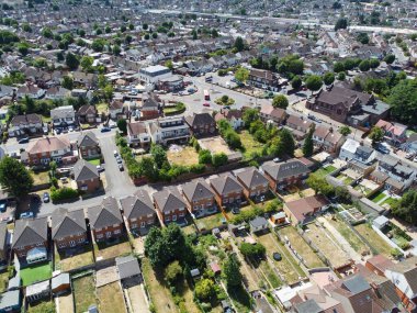 Aerial view of Houses and Residencies of Kashmiri and Pakistani Community at Luton Town of England