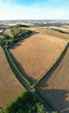 Beautiful Aerial View of British Countryside at Sharpenhoe Clappers England