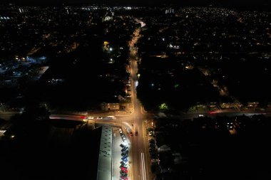 High Angle Aerial view of British Town at Night British Town 