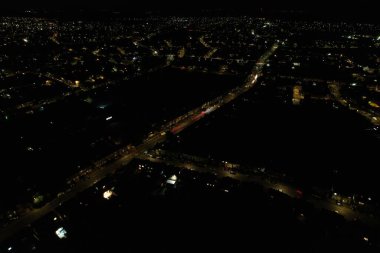 High Angle Aerial view of British Town at Night British Town 