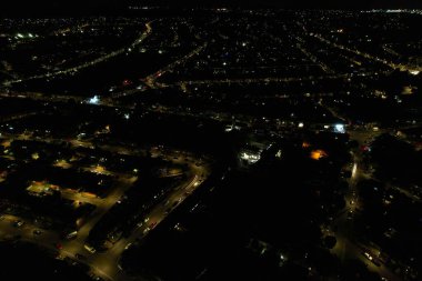 High Angle Aerial view of British Town at Night British Town 
