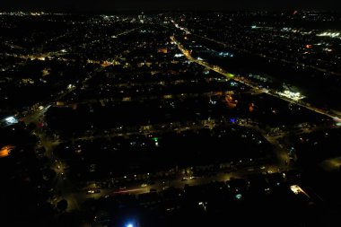High Angle Aerial view of British Town at Night British Town 