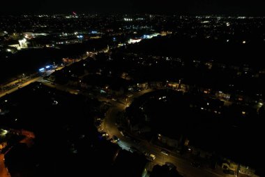 High Angle Aerial view of British Town at Night British Town 