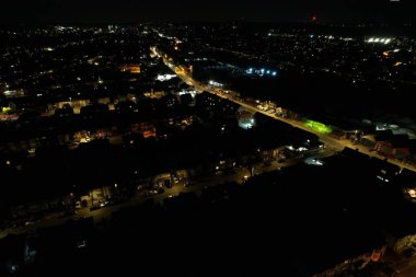 High Angle Aerial view of British Town at Night British Town 