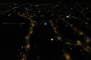 High Angle Aerial view of British Town at Night British Town 