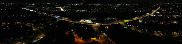 High Angle Aerial View British Town Night British Town — Stockfoto
